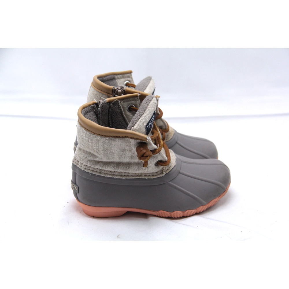 Sperry Kids Gray and Tan Duck Boots with Pink Soles